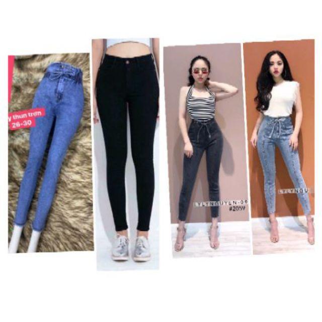 Combo 4 quần jeans lưng cao khác kiểu