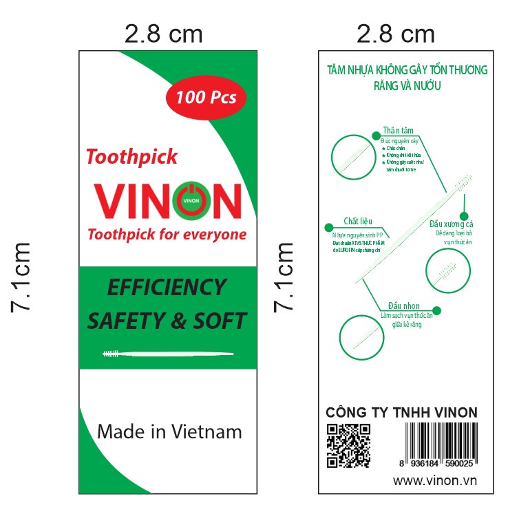 Tăm Vinon - Lựa Chọn Hoàn Hảo Cho Răng Miệng (Lốc 10 hộp loại 100 tăm) (1000 tăm)