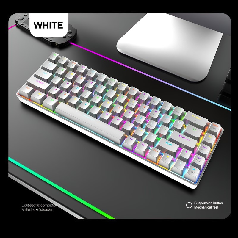 Bàn Phím Cơ Gaming Led RGB T8 White mini nhỏ gọn