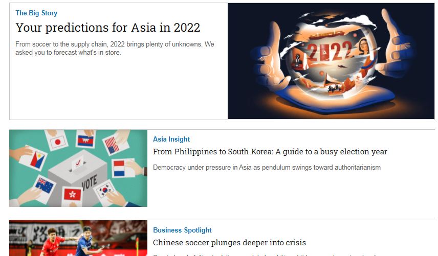 Nikkei Asian Review: Nikkei Asia - 2022: YOUR PREDICTIONS FOR ASIA IN 2022 - 2.22 tạp chí kinh tế nước ngoài, nhập khẩu từ Singapore