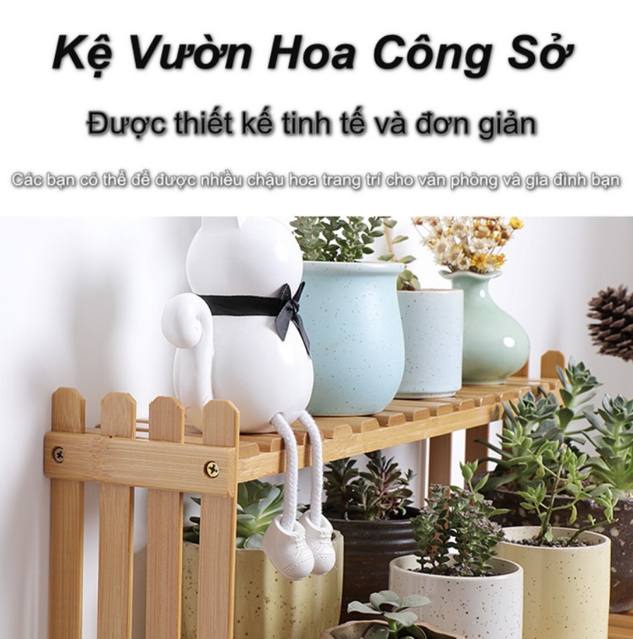 Kệ vườn hoa trang trí Công Sở 2 tầng Office Bamboo Garden 30x47cm