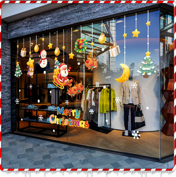 Decal trang trí Noel - Rèm phụ kiện ông già Noel