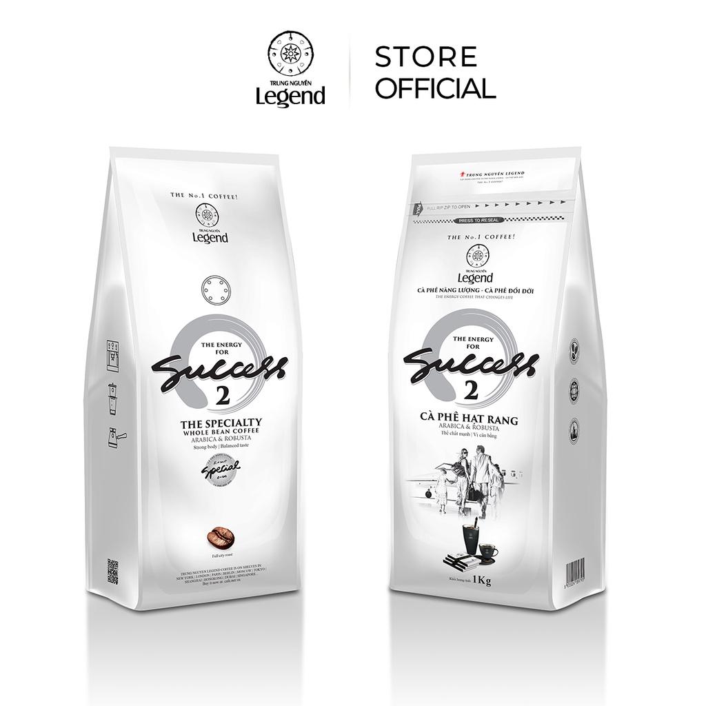 Combo 2 Bịch Cà phê Pha Máy - Hạt Mộc Legend Success 2 - Arabica, Robusta thế chất mạnh, vị cân bằng (Gói 1 kg)