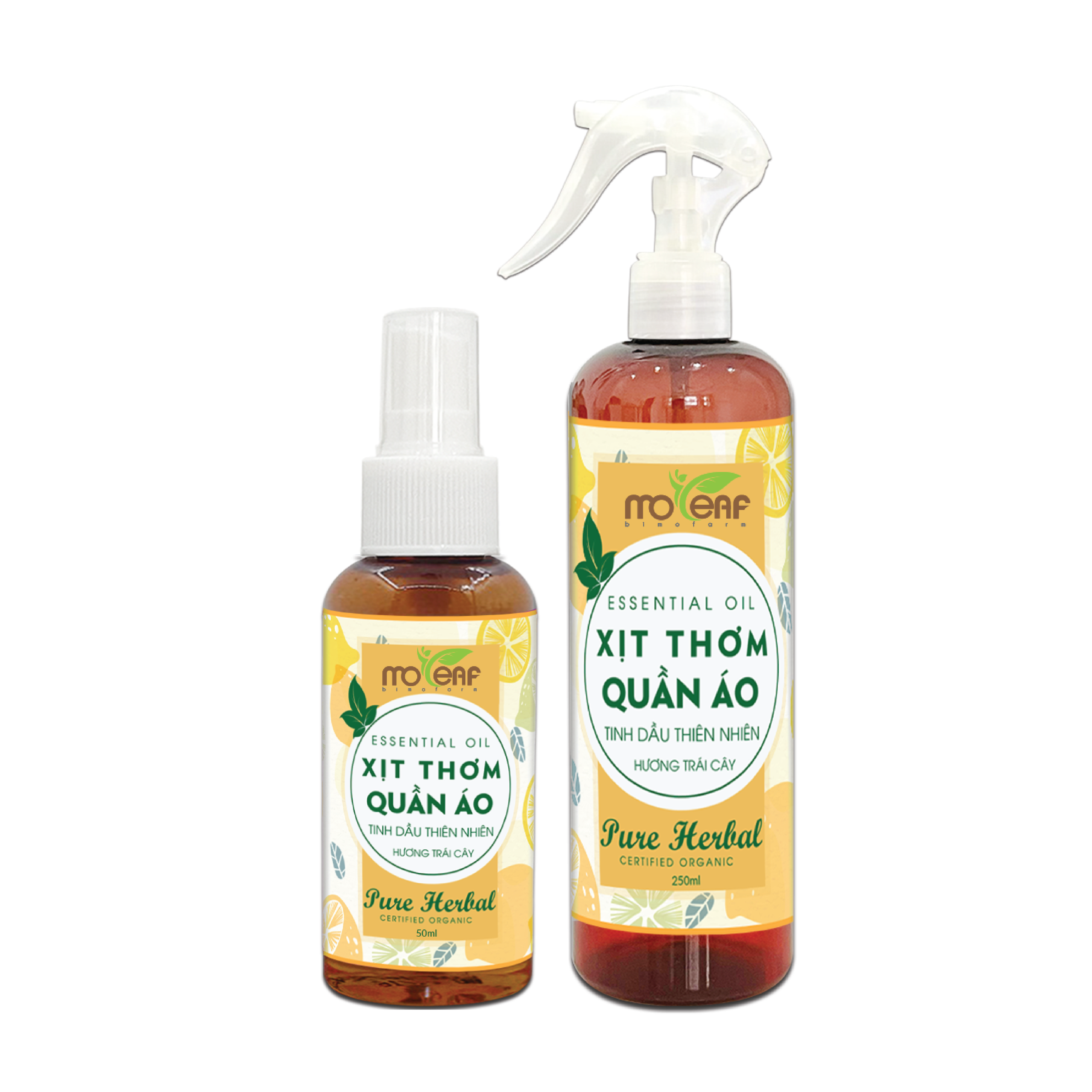 Xịt THƠM QUẦN ÁO Moleaf - Tinh Dầu Sen Trắng, Hoa Lài, Phong Lữ, Hoa Cam, Hoa Anh Đào, Bạc Hà, Vỏ Bưởi, Cam Ngọt, Gỗ Đàn Hương, Tuyết Tùng khử mùi ẩm mốc, hương thơm nhẹ nhàng thay thế nước xả vải nước hoa 250ml