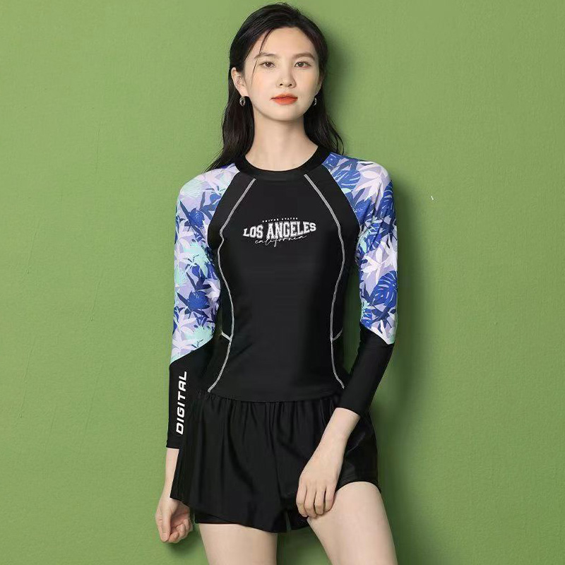 Đồ bơi nữ dài tay đi biển chống nắng quần 2 lớp có đệm ngực kiểu dáng thể thao