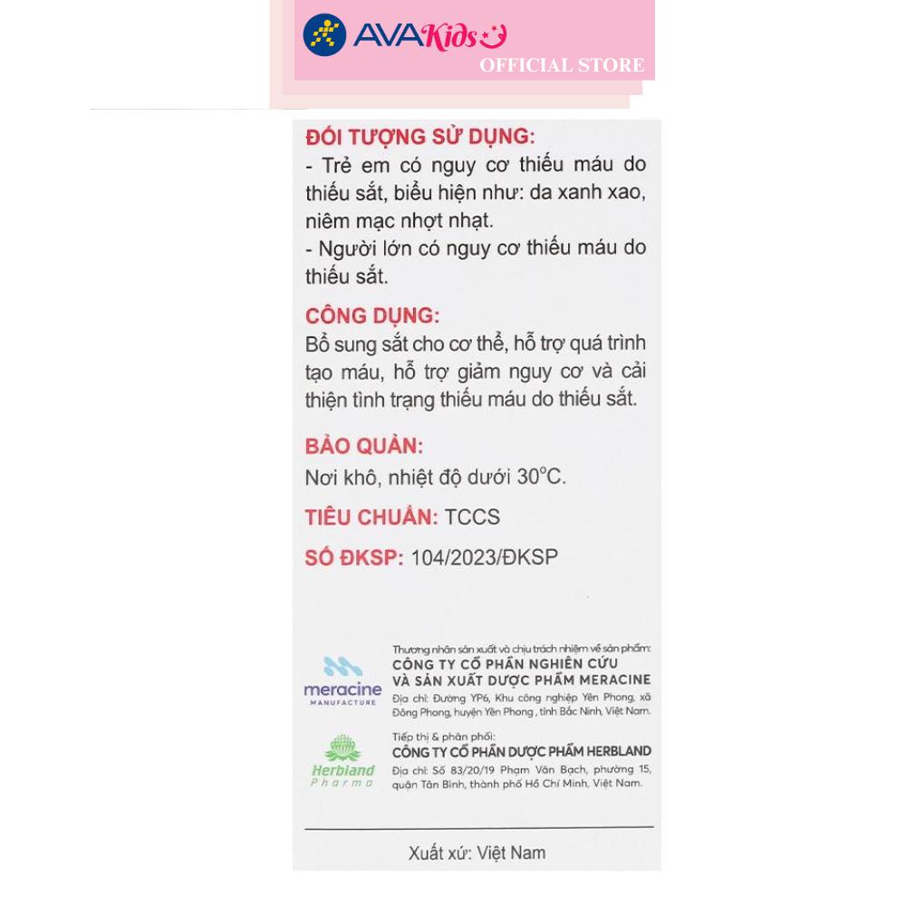 Siro Herbland Iron Drops Kids hỗ trợ cải thiện thiếu máu do thiếu sắt 30 ml (từ 6 tháng)