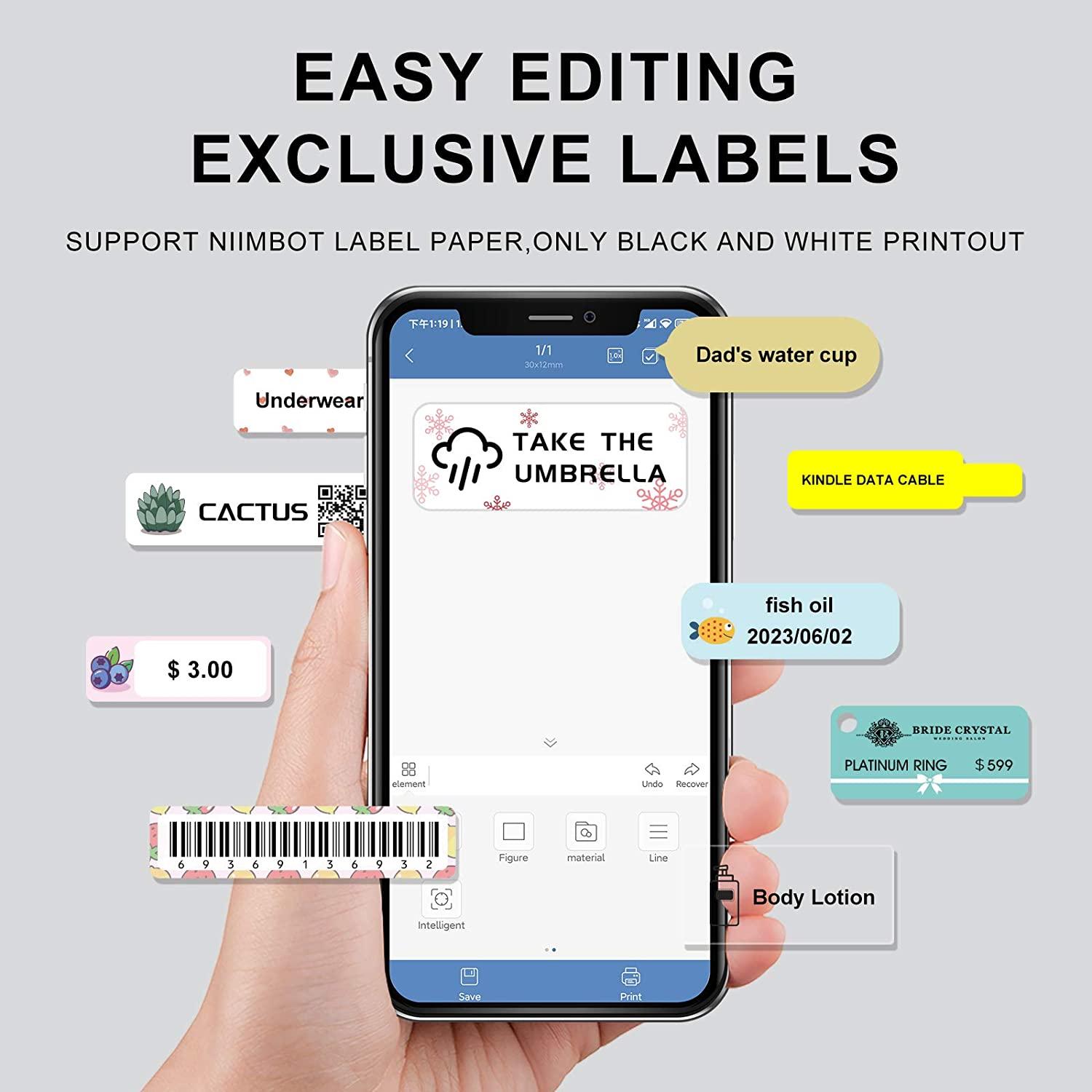 NiiMbot D110 Portable Label Maker Máy in nhãn không dây Bao gồm nhiều mẫu có sẵn cho điện thoại Văn phòng tại nhà