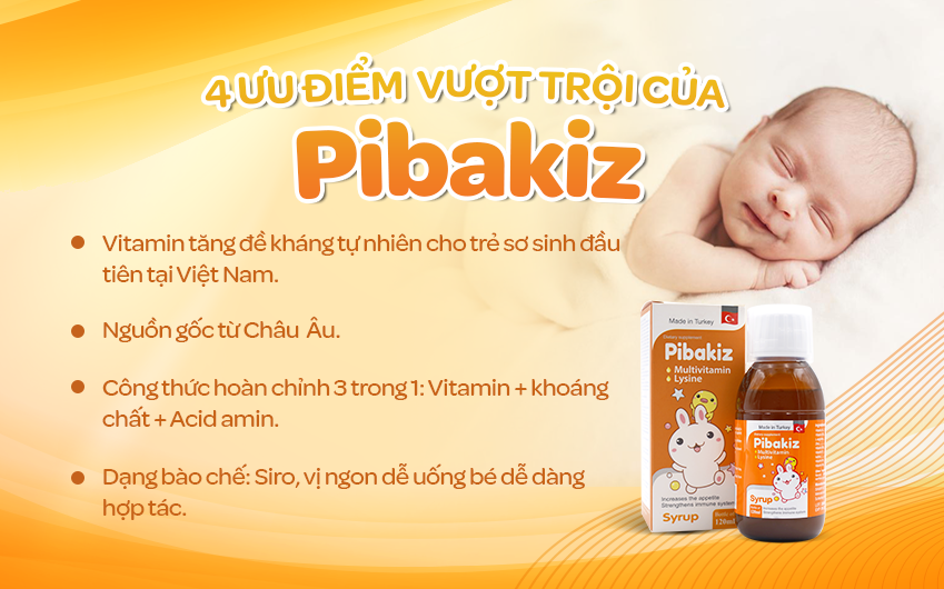 Multivitamin Tăng Đề Kháng Pibakiz cho trẻ