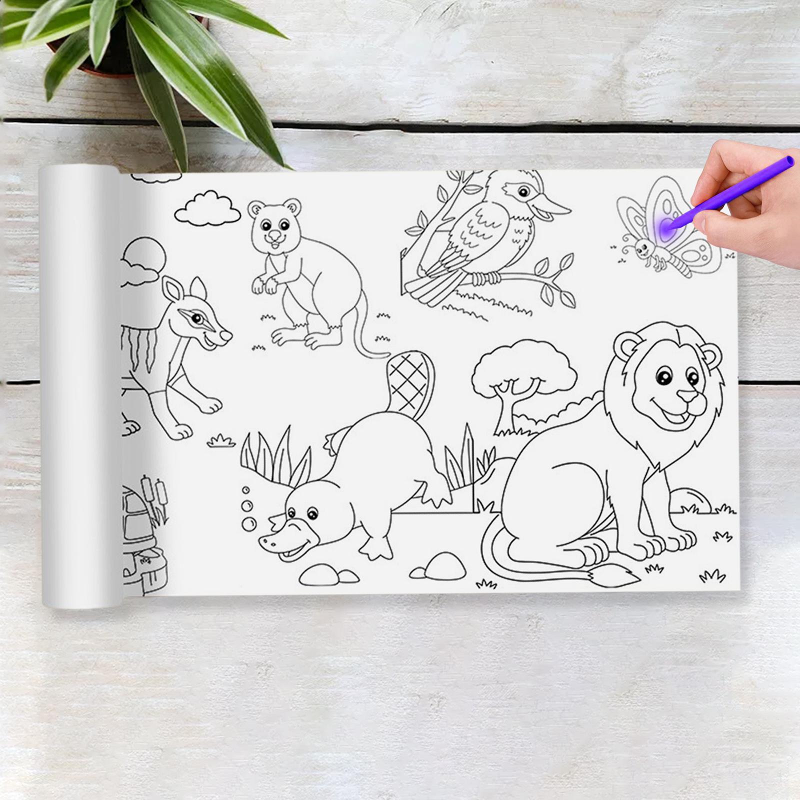 Large Children Colouring Roll Arts Crafts Activity Coloring Book Paper Watercolor Wall Sticker Theme Scene Color Filling Paper for Classroom