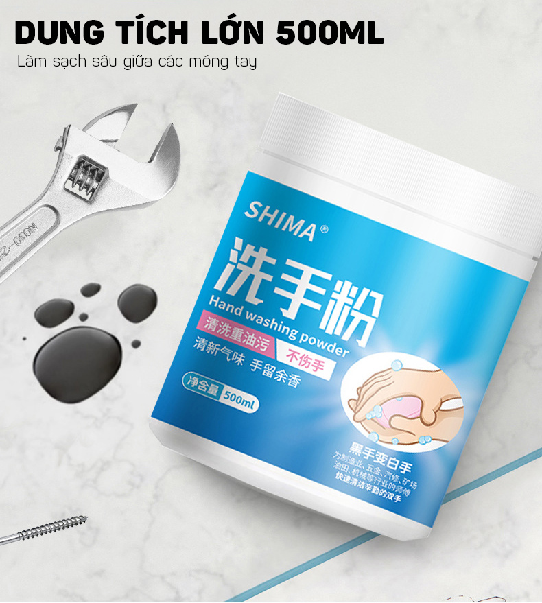 Bột Tẩy Rửa Vết Dầu Nhớt Trên Tay Khi Sửa Chữa Máy Móc Xe Ô Tô, Xe Máy, Xe Đạp SHIMA 500ML- Hàng Nhập Khẩu