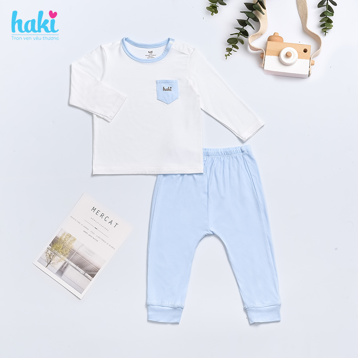 Bộ dài tay cài vai phối màu sợi tre - bamboo cao cấp siêu mềm mịn BB038 - đồ sơ sinh cho bé - bộ dài tay cho bé Haki