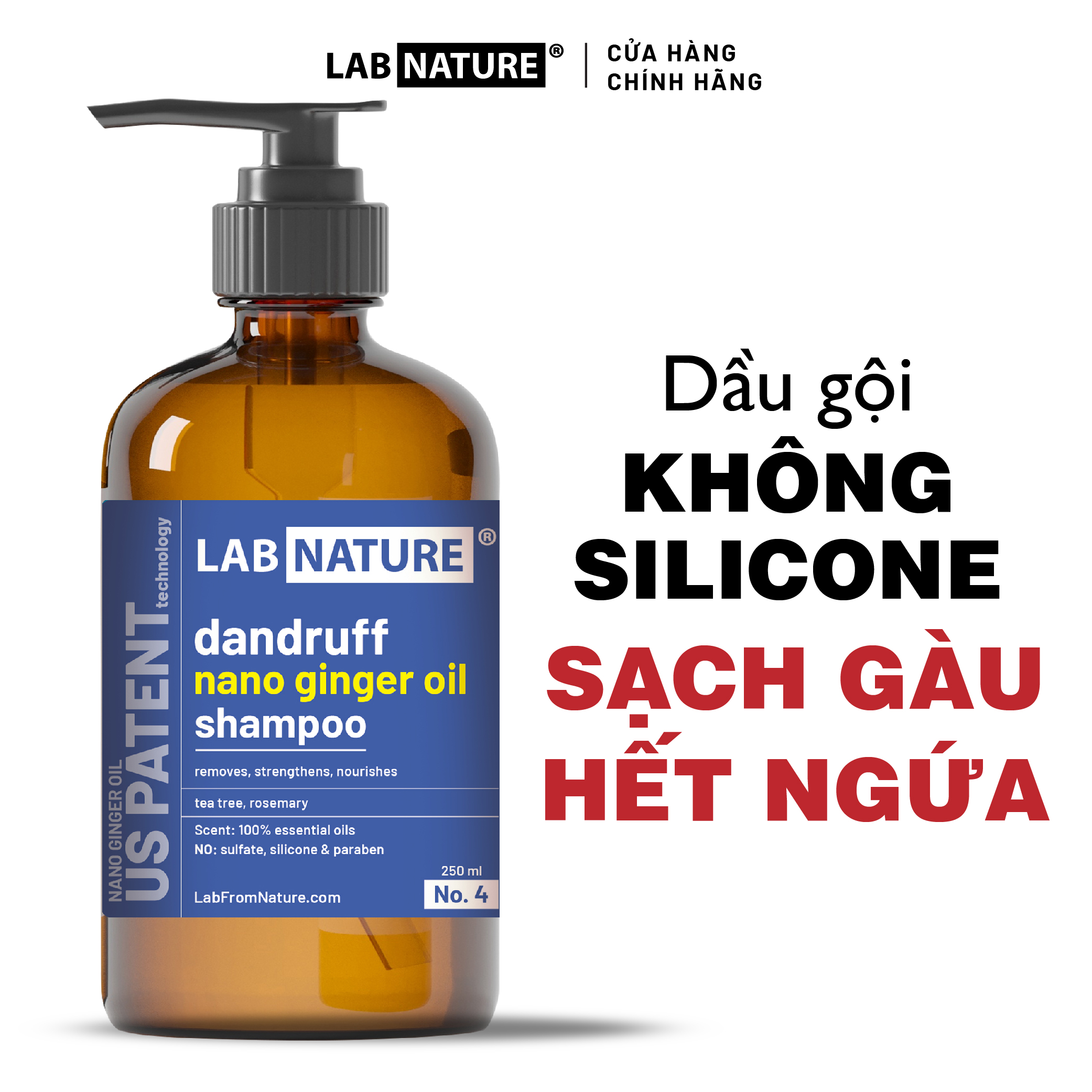 Dầu gội trị gàu Lab Nature No.4 - công nghệ Nano Olive Oil - 250ml