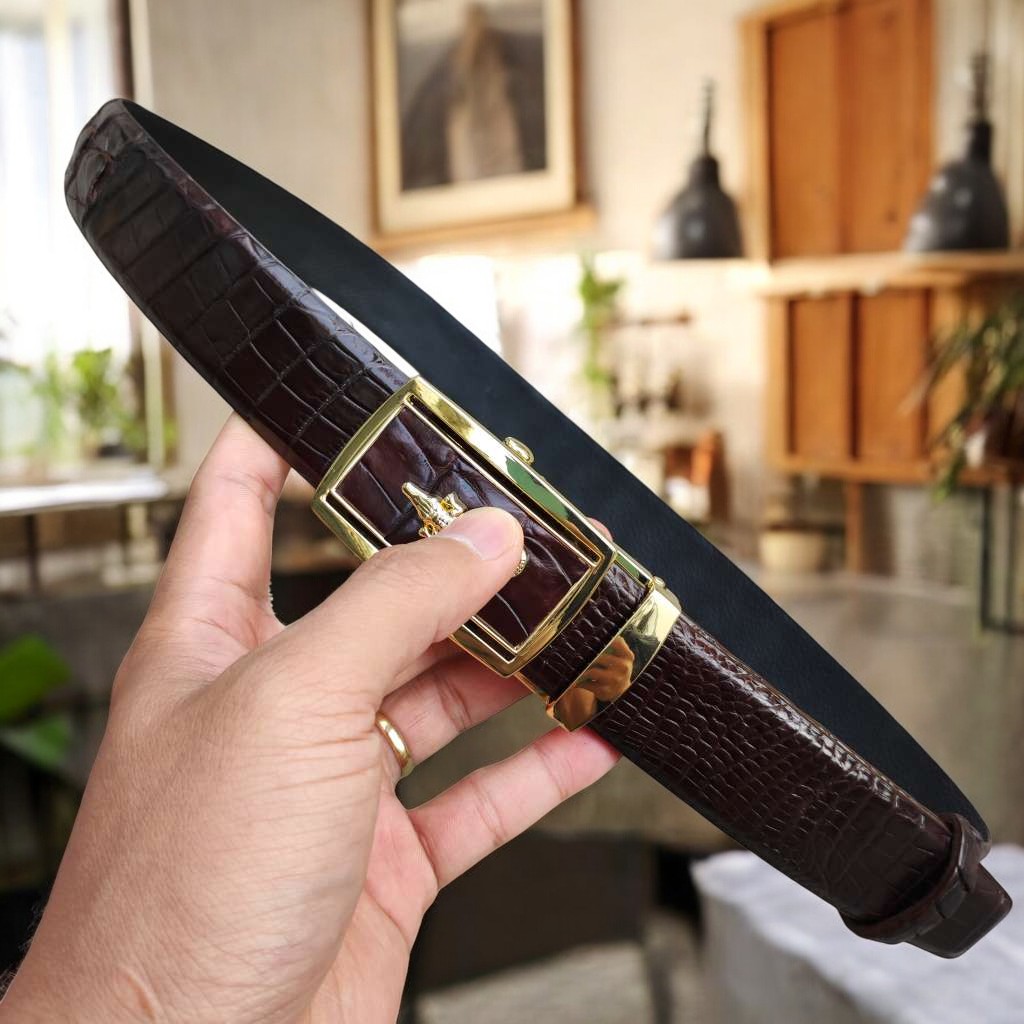 Thắt Lưng Gù Gai Cá Sấu Rất Đẹp TS103A (mặt vàng)