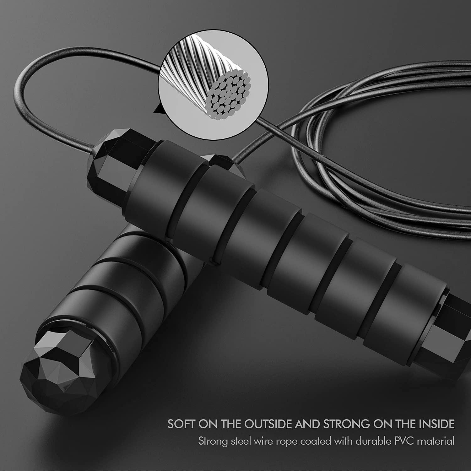 Dây nhảy, dây cáp nhảy tốc độ nhanh không có rối với vòng bi cho phụ nữ, nam và trẻ em Color: Black