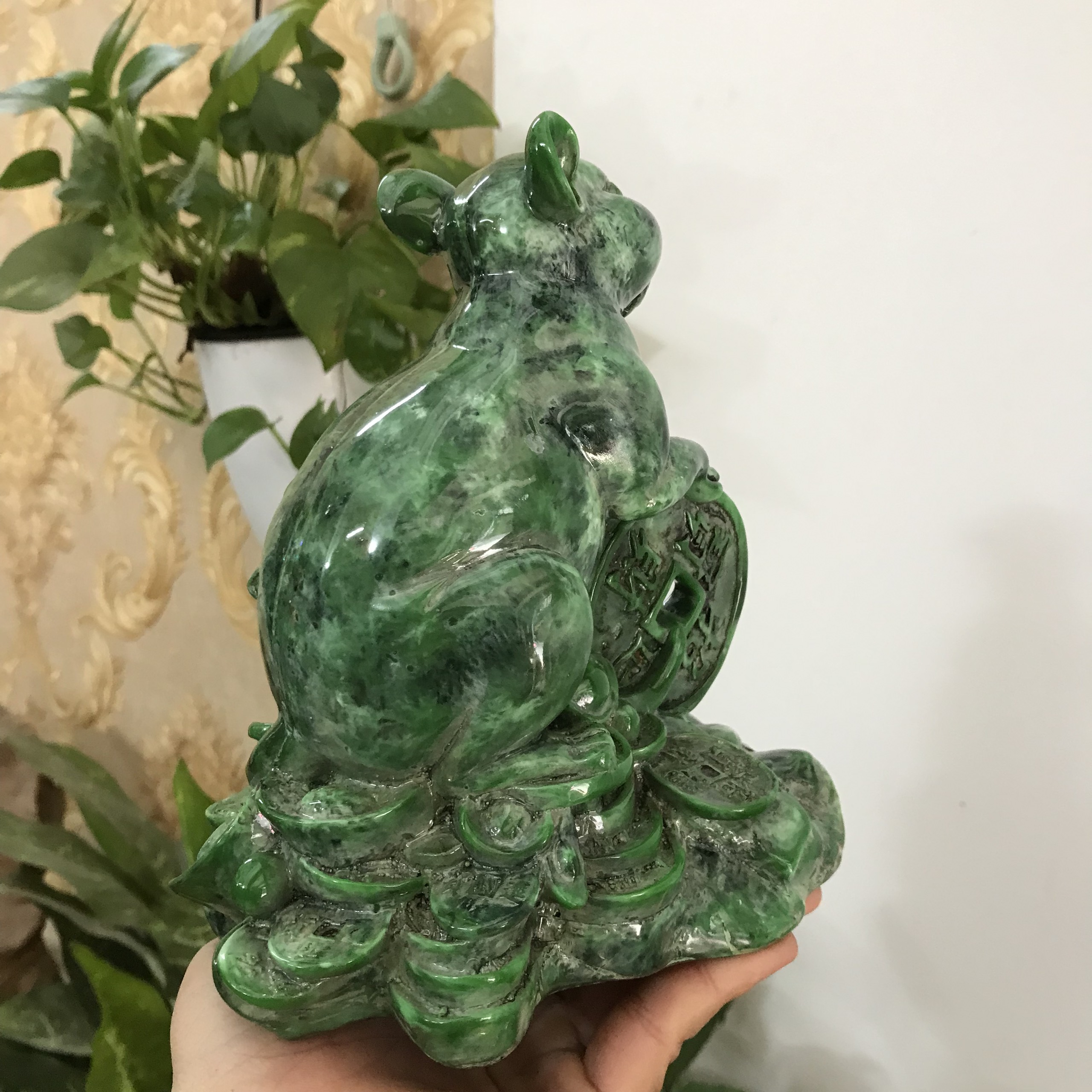Tượng linh vật phong thủy con Chuột trang trí phong thủy bàn làm việc  - Chiều Cao 17cm - Màu xanh lục bích
