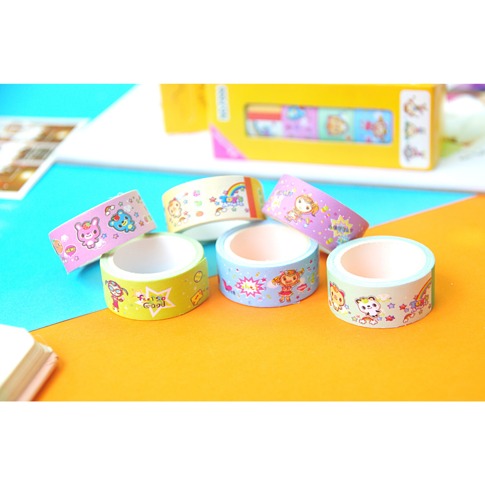 Bộ 6 Băng Keo Giấy Trang Trí Paper Tape 1.5cm x 2.5m Siêu Đáng Yêu