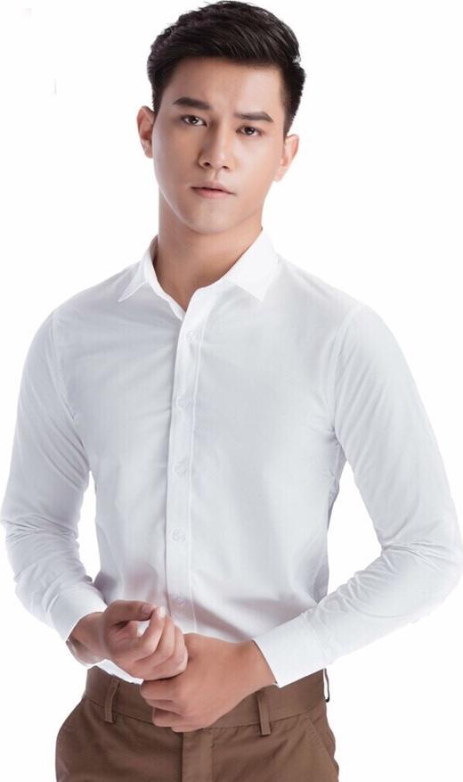 Áo Sơ Mi Nam Dài Tay Chất Liệu Chống Nhăn, Phong Cách Hàn Quốc – Trắng cúc trắng – 3XL