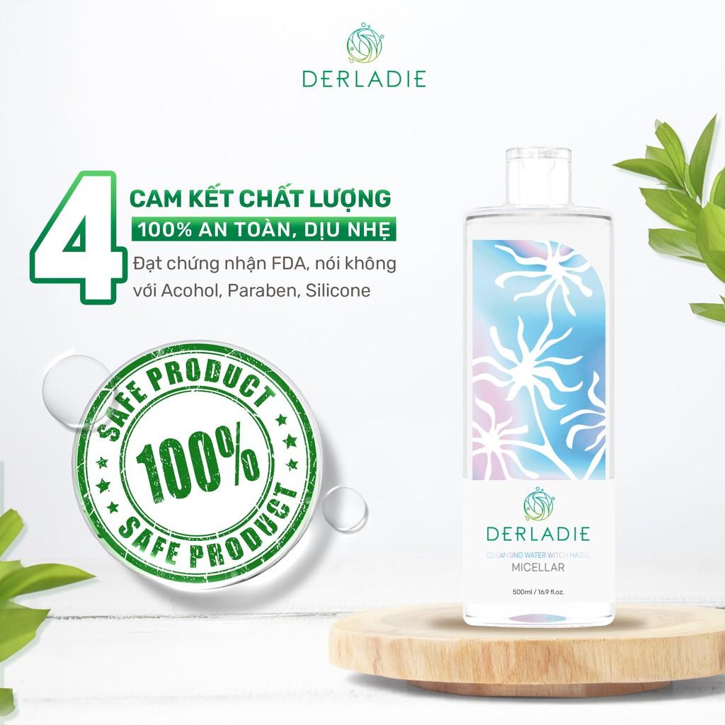 MUA 1 TẶNG 1 Nước Tẩy Trang Làm Sạch, Dịu Nhẹ Cho Da Mụn Derladie Cleansing Water Witch Hazel 500ml