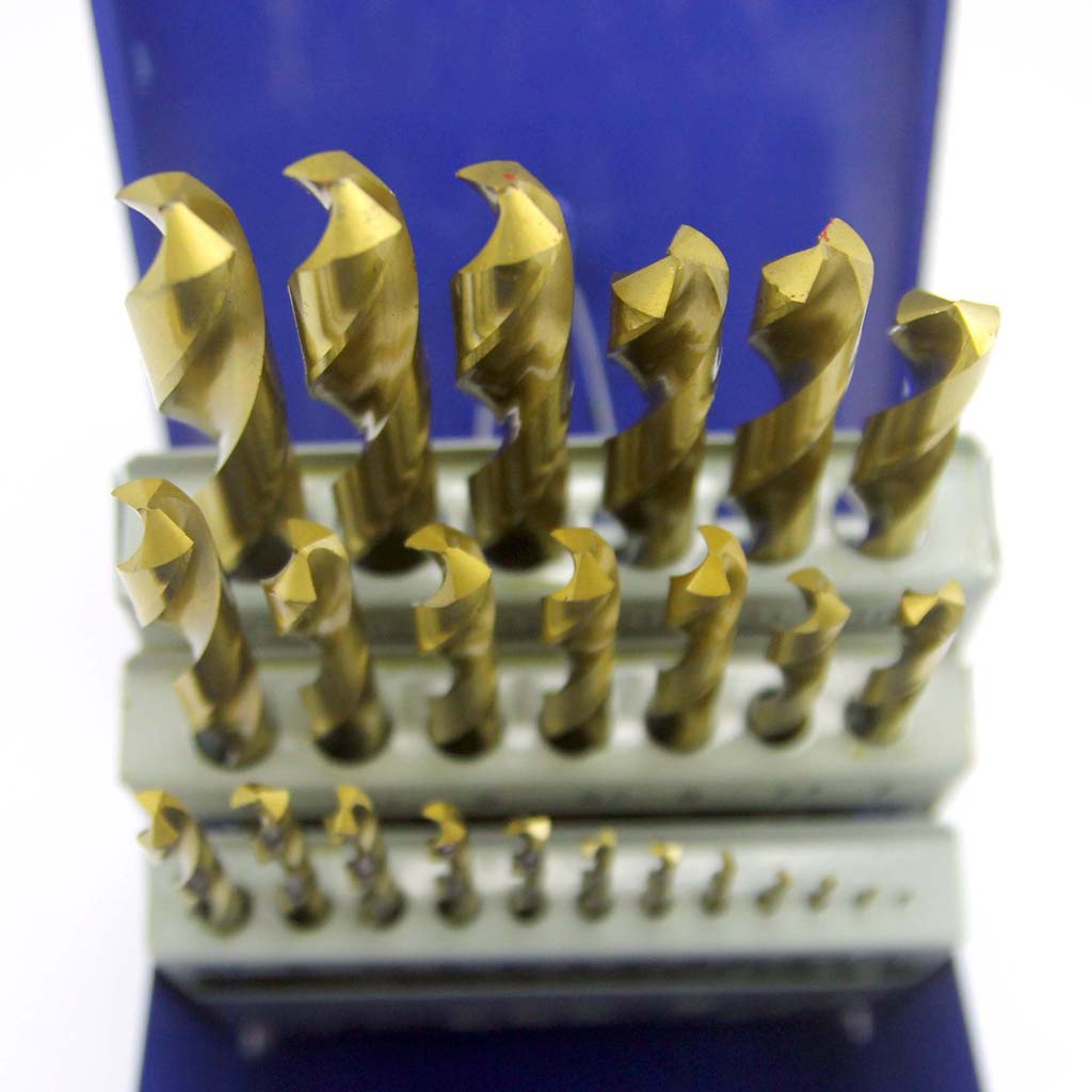 Bộ 25 mũi khoan sắt 1-13mm A0100B C-Mart Tools tiêu chuẩn DIN 338 HSS phủ Titan