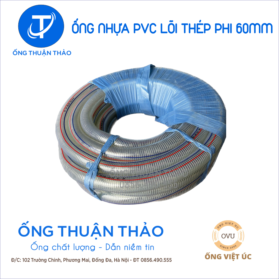 Ống Nhựa PVC Lõi Thép Phi 60mm CUỘN 30 MÉT - Hàng Nhập Khẩu