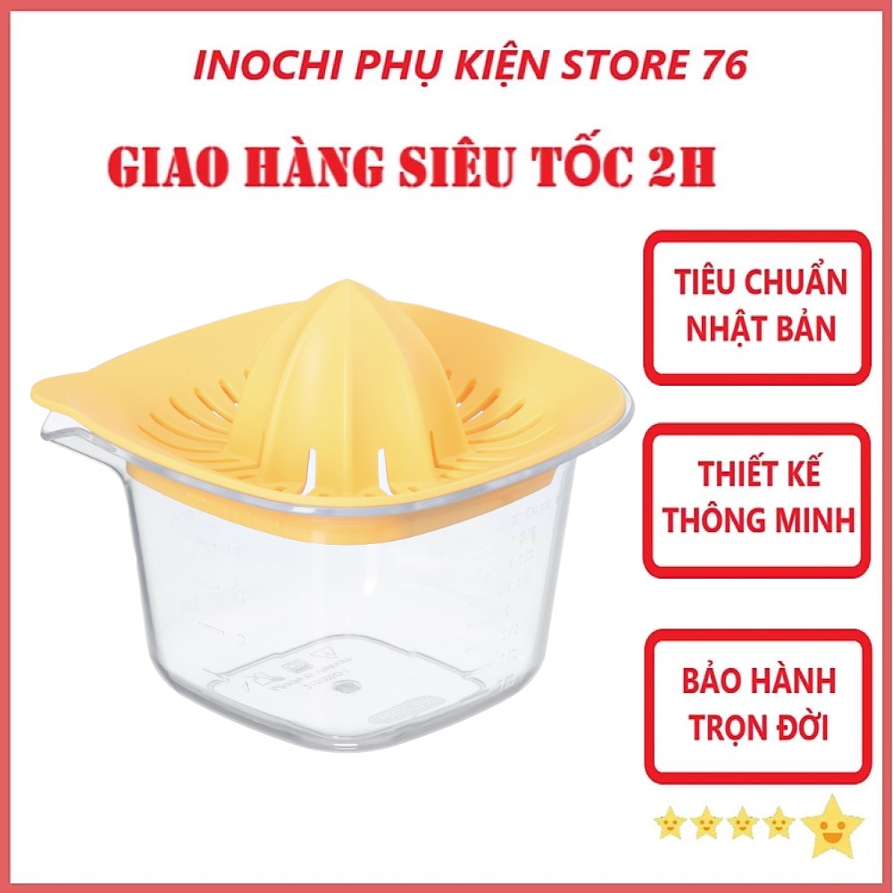 Bộ Vắt Cam Chanh Thân Trong Yoko 500ml Sản Xuất Theo Tiêu Chuẩn Nhật Bản Đảm Bảo An Toàn Cho Sức Khỏe - Tặng Kèm Khăn Lau Tay PaKaSa ( Giao màu ngẫu nhiên)