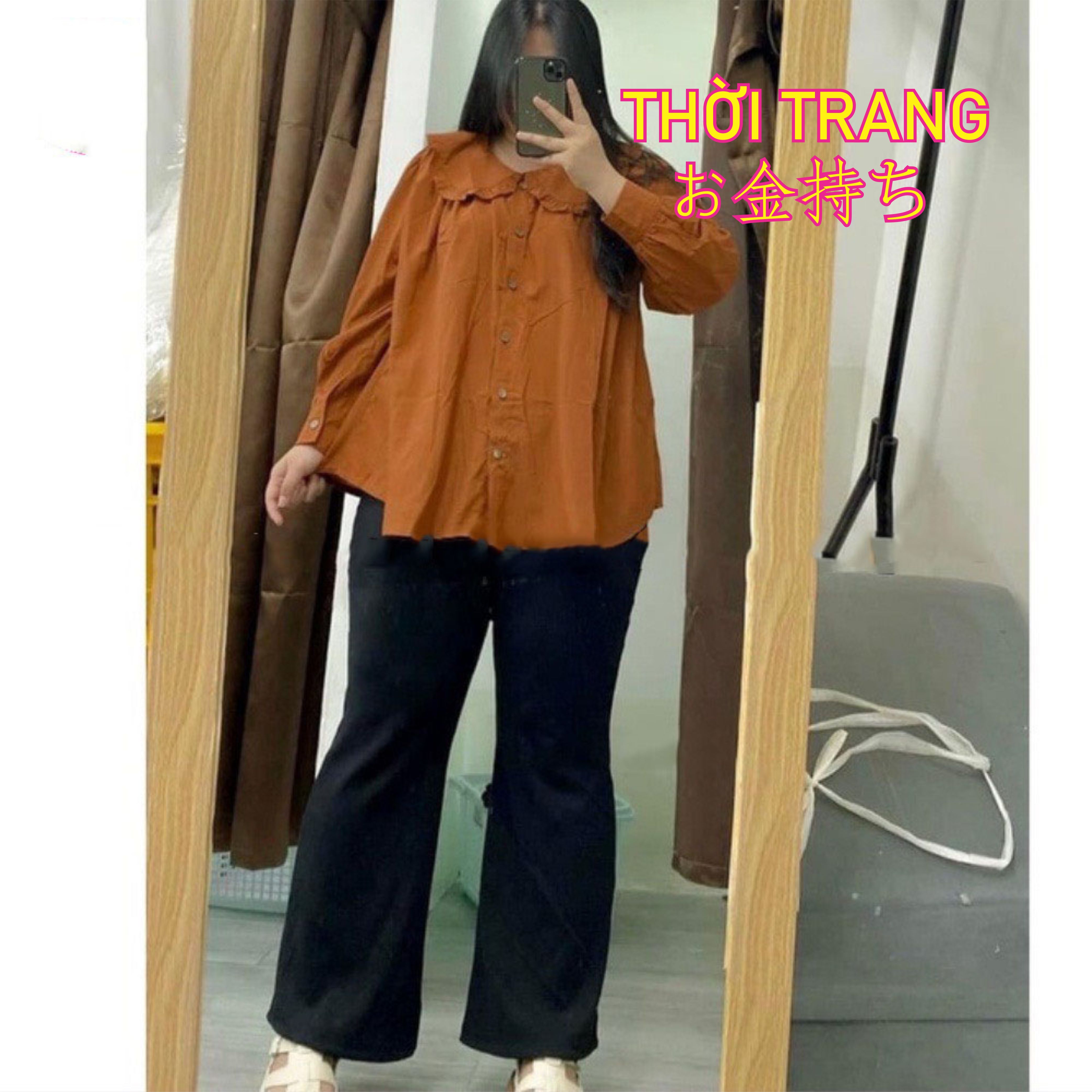 Quần ống loe bigsize lưng cao cạp khóa dáng dài phong cách Ulzzang 431