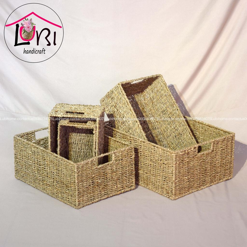 Lubihandicraft - Sọt cói đựng đồ hình chữ nhật - đơn giản, mộc mạc