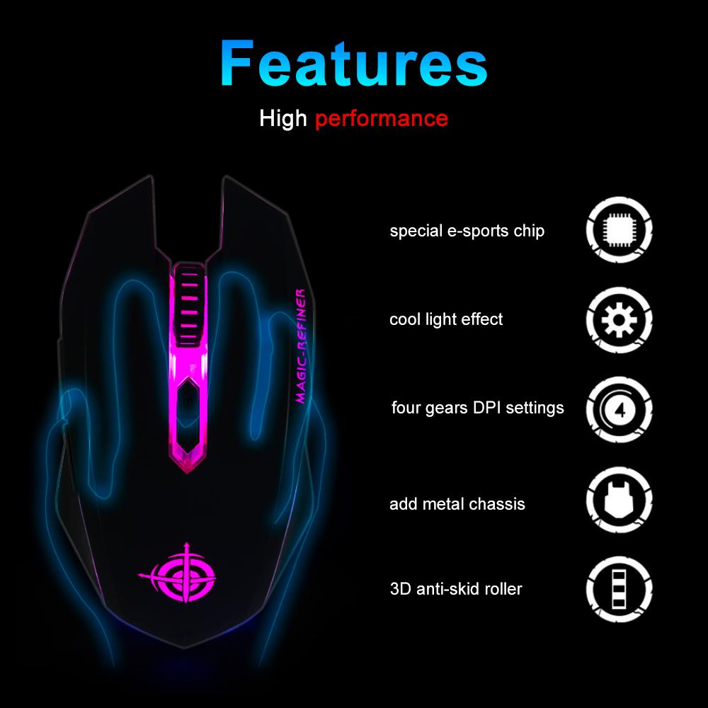  Chuột chơi game có dây USB Đèn LED 2000DPI Có thể điều chỉnh cho máy tính xách tay PC MAGIC-REFINER MG5