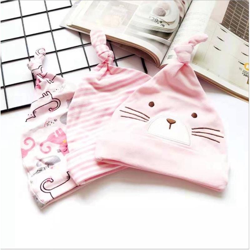 Set 3 mũ cotton sơ sinh Momcare cho bé trai,bé gái từ 0-6m -Amina