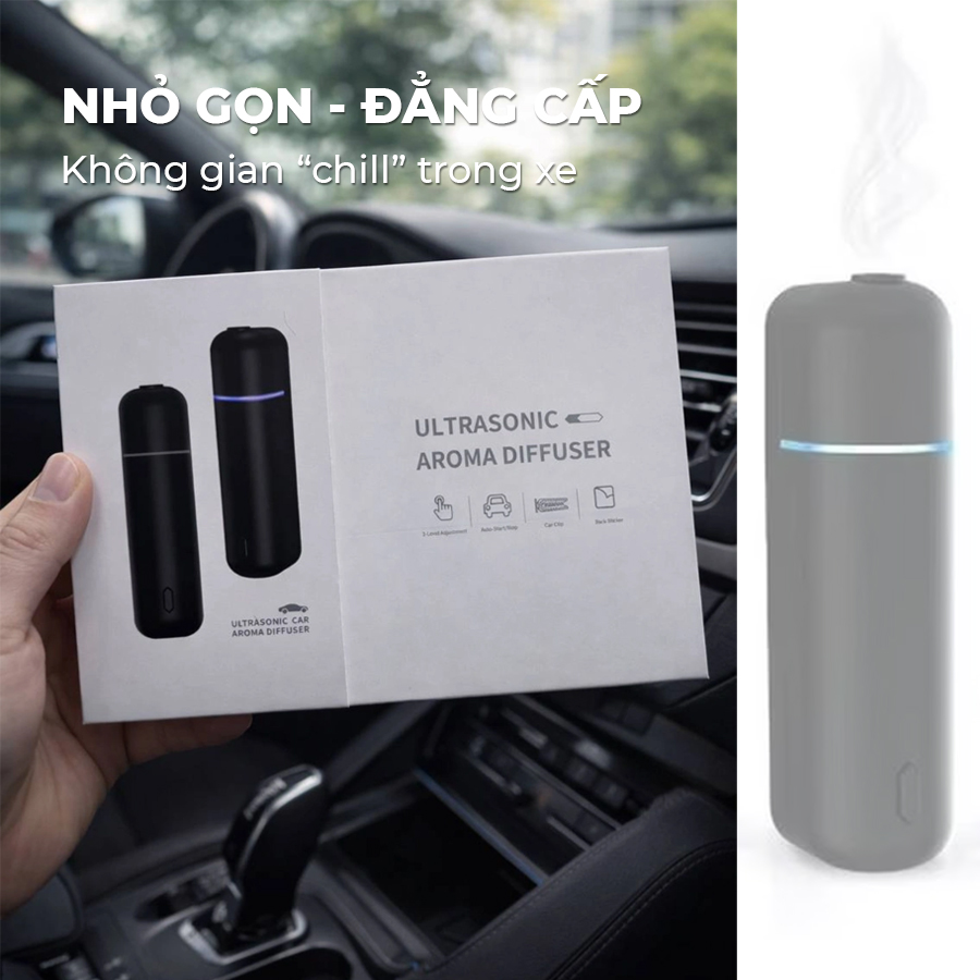 Máy Khuếch Tán Tinh Dầu Ô Tô Mini Cao Cấp | Phun Sương Siêu Âm | Xịt Thơm Tự Động FK02 - Nhập Khẩu Chính Hãng