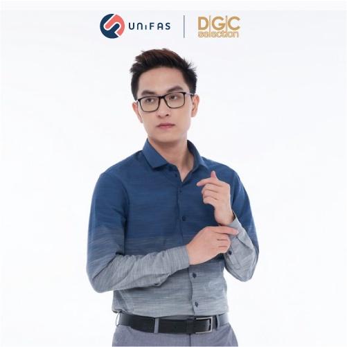 Áo sơ mi nam dài tay công sở DGC chất cotton dáng Slim fit phối màu SASDCB18M-S