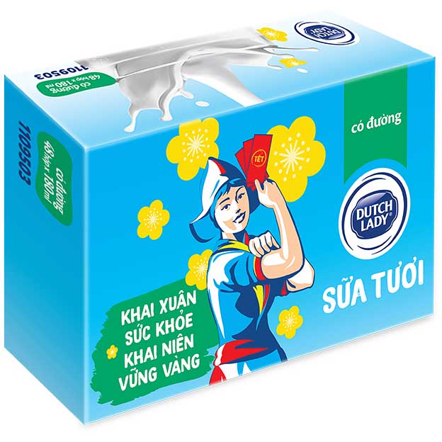 Thùng 48 Hộp Sữa Tươi Tiệt Trùng Dutch Lady Cô Gái Hà Lan Có Đường (48X180ml)