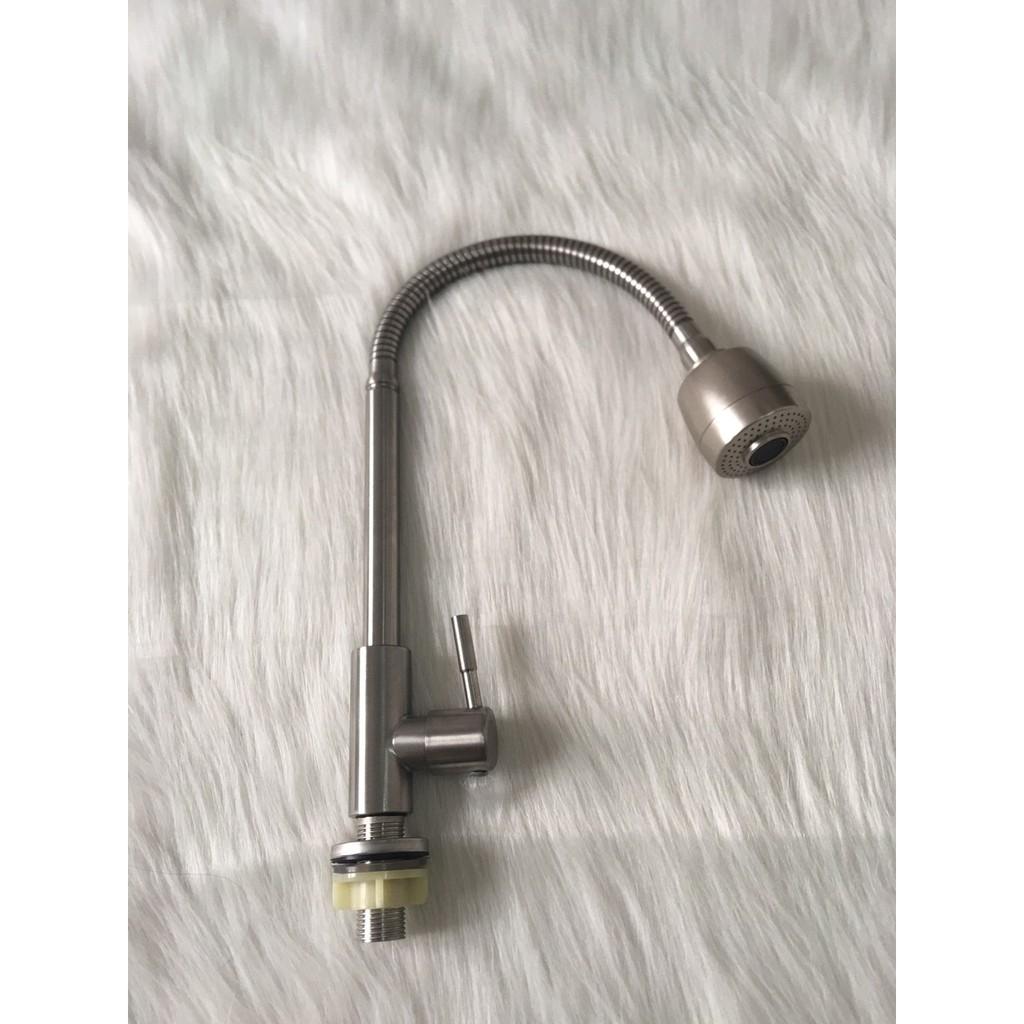 Vòi Rửa Bát Lạnh, Vòi Rửa Bát Cắm Chậu Cần Mềm inox 304