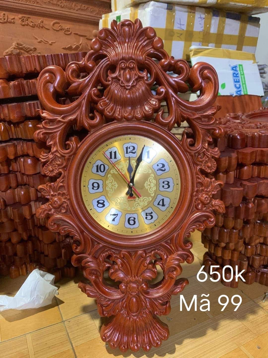 Đồng hồ gỗ, đồng hồ treo tường mẫu Hoa Lan Tây phong cách Châu Âu