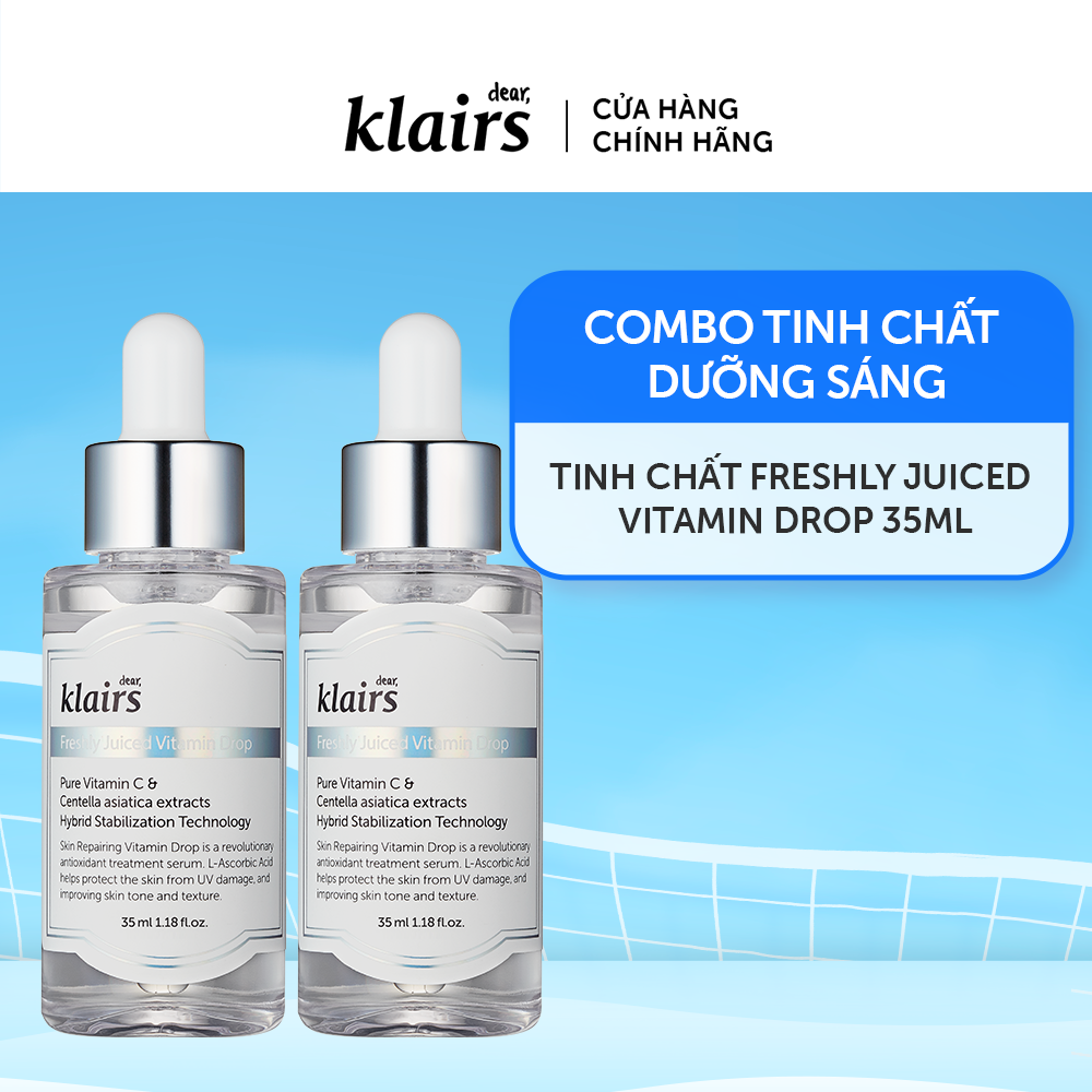 Combo 2 Dear, Klairs Tinh chất Freshly Juiced Vitamin Drop 35mL