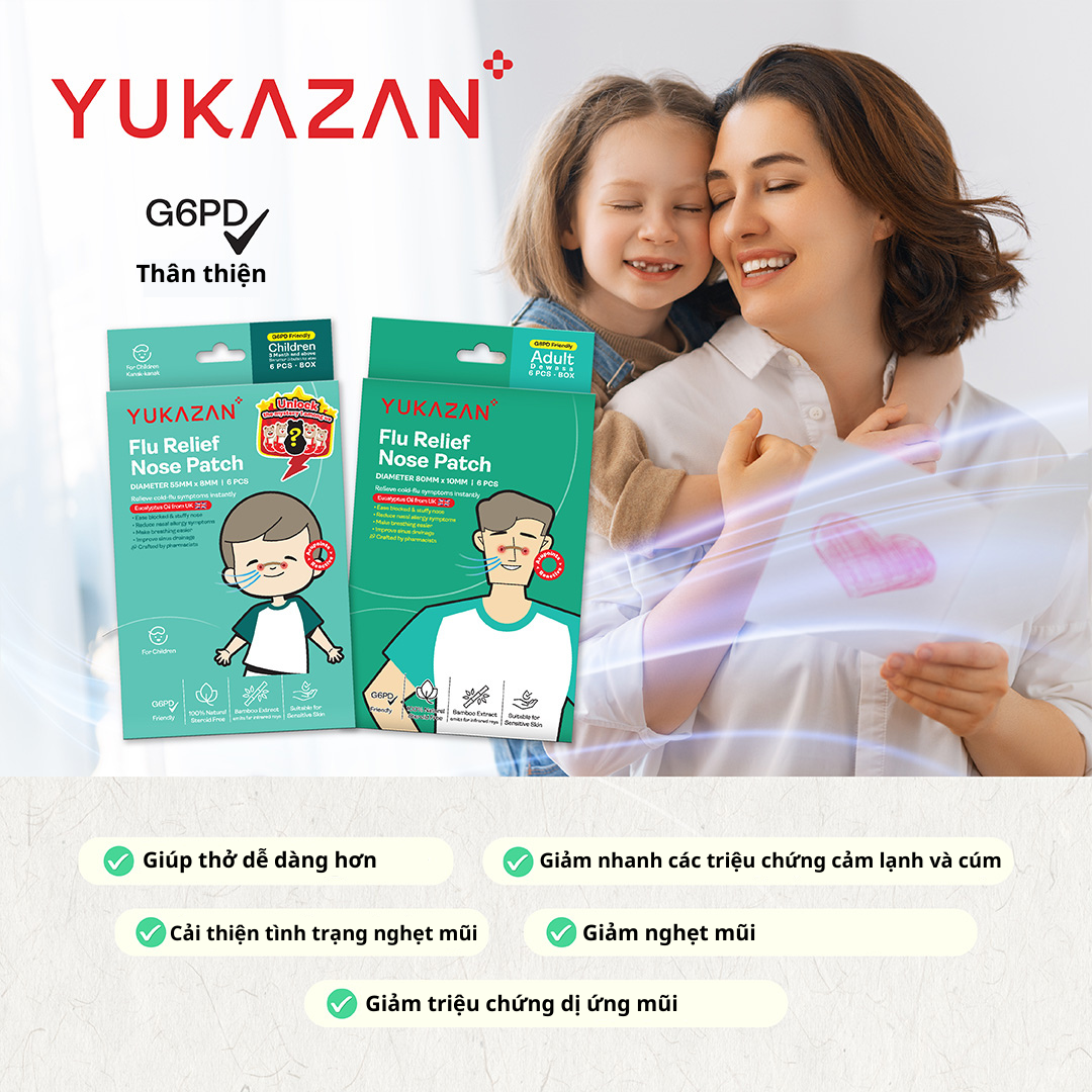 Miếng Dán Giảm Cảm Cúm Yukazan Cho Trẻ Em - Hộp 6 Miếng - Giảm Nghẹt Mũi - Giảm Cảm Cúm