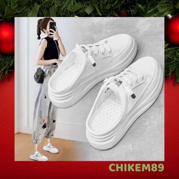 Giày sục thể thao bata nữ FREESHIPlưới hoa cúc thoáng khí, độn đế tăng chiều cao