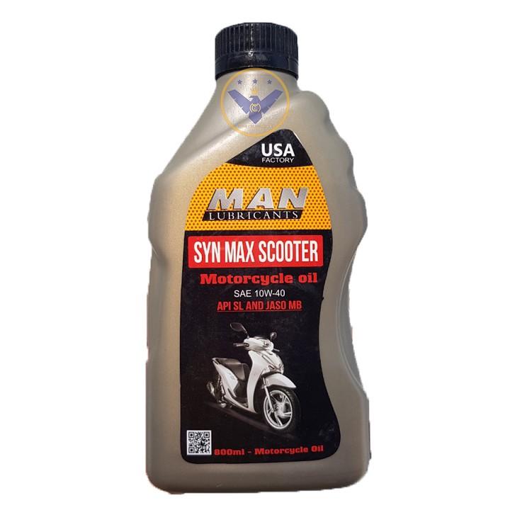 COMBO 2 Dầu nhớt xe tay ga cao cấp tổng hợp MAN Syn Max Scooter 10W-40 lon 800ML