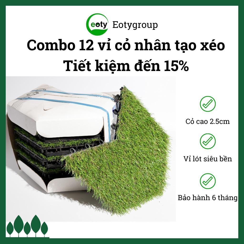 Combo 12 vỉ cỏ nhân tạo xéo xương cá Eotygroup - Vỉ lót sàn ngoài trời, ban công