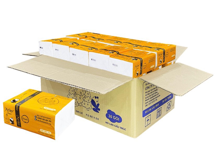 Thùng 30 gói giấy ăn gấu trúc MyLan
