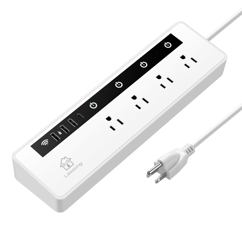 WiFi Smart Power Strip with 4 AC Outlets and 3 USB Ports US Plug