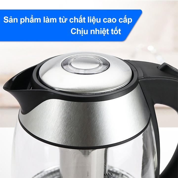 Ấm Siêu Tốc Thủy Tinh Có Lõi Lọc Trà - Công Nghệ CHLB Đức - Dung Tích 1.8L - Model BC2819