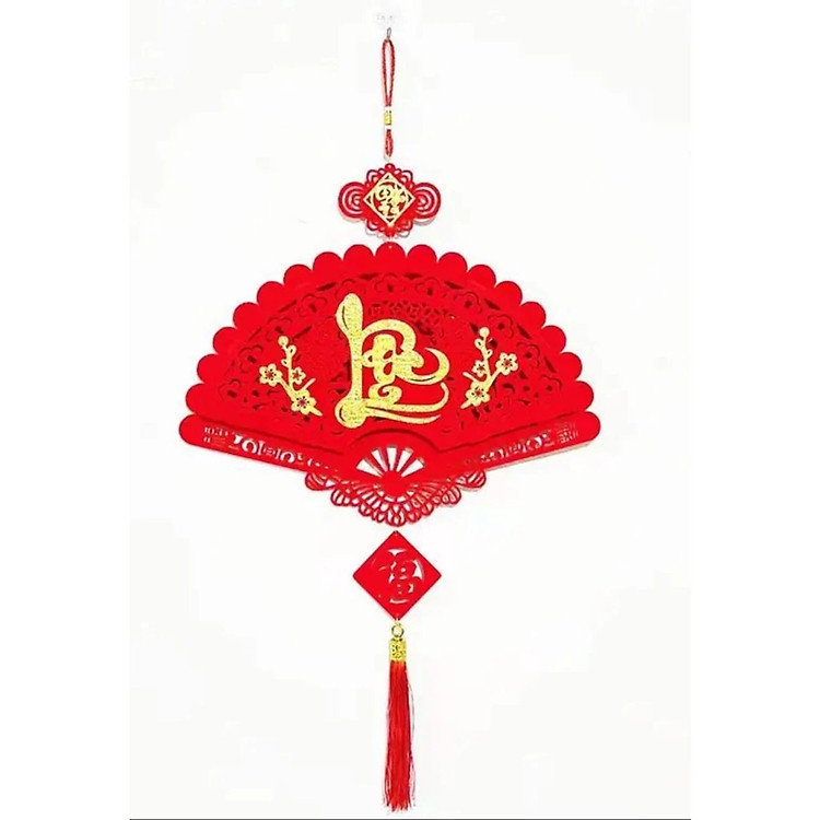 Set 4 Dây Treo Trang Trí Tết Hình Quạt, Liễn Khánh Trang Trí Nhà Cửa, Dây Chữ Phúc - Lộc - Thọ - Tết