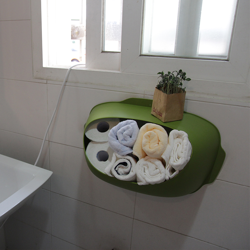 Hộp nhựa đựng đồ hình tròn treo tường - Màu xanh lam