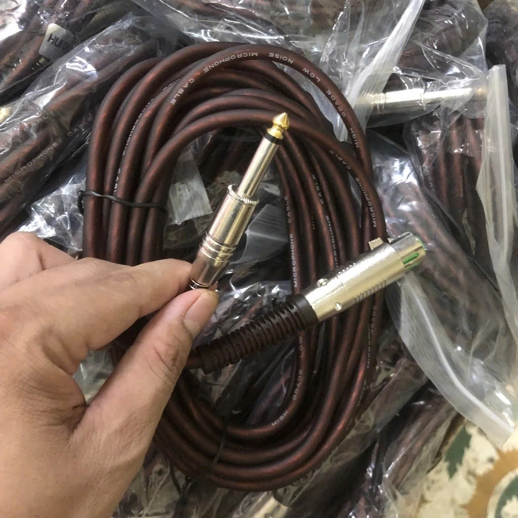Cáp âm thanh 5M Màu Nâu sang XLR 1 đầu canon cái và 1 đầu 6ly dùng cho micro Karaoke có dây kết nối amply, sound card, mixer, hoặc mixer bàn - Hàng chính hãng