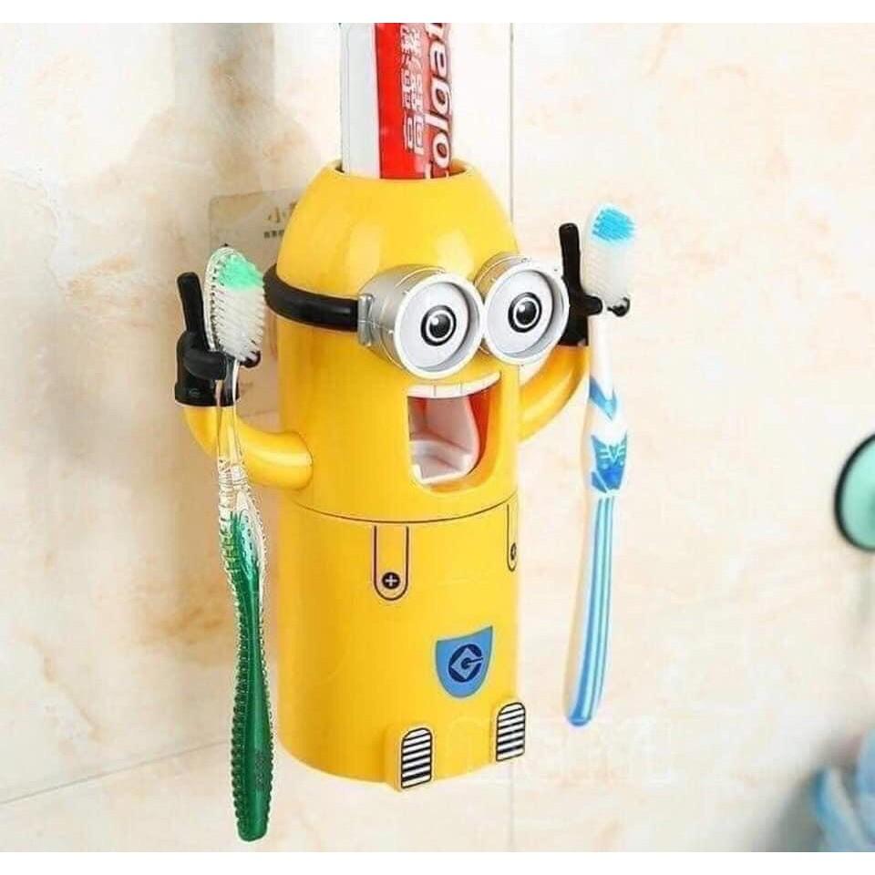 Bộ dụng cụ lấy kem đánh răng tự động kèm giá đỡ bàn chải hình minion