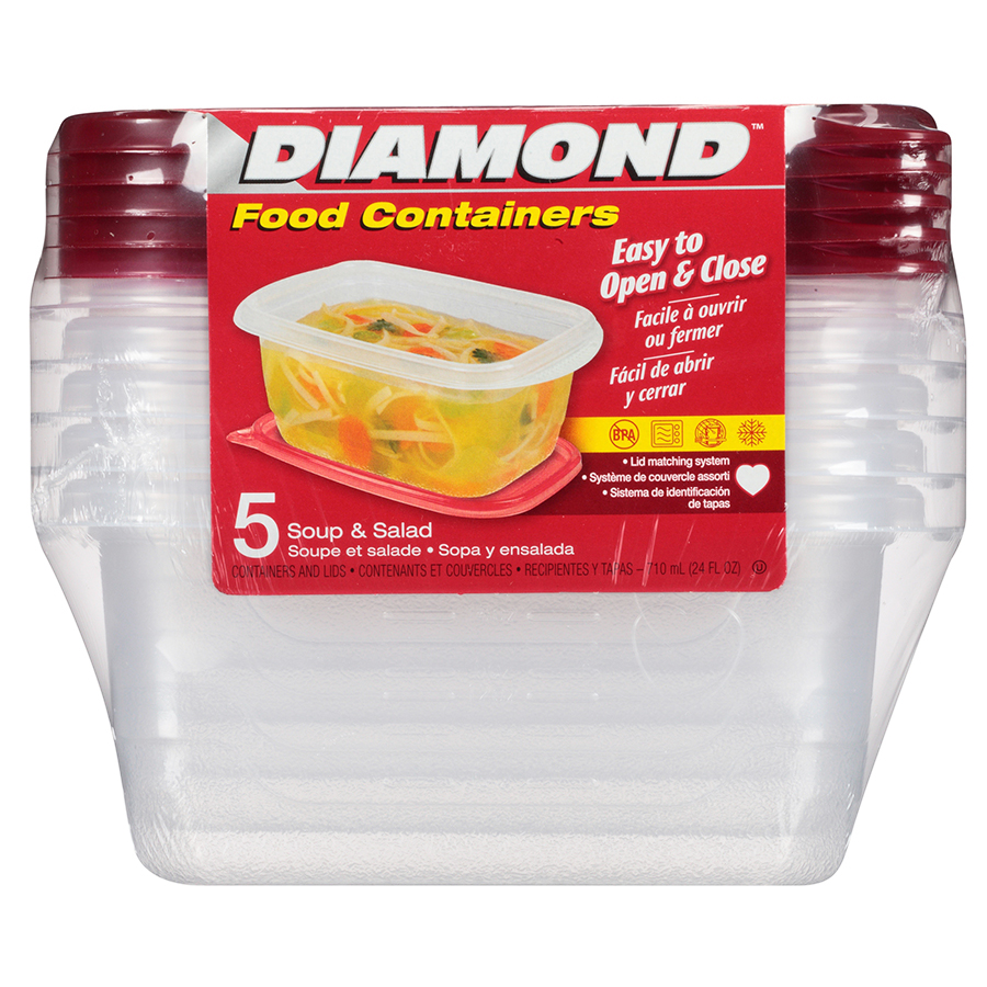 Bộ 5 Hộp Đựng Thực Phẩm Soup &amp; Salad Diamond (710ml / Hộp)