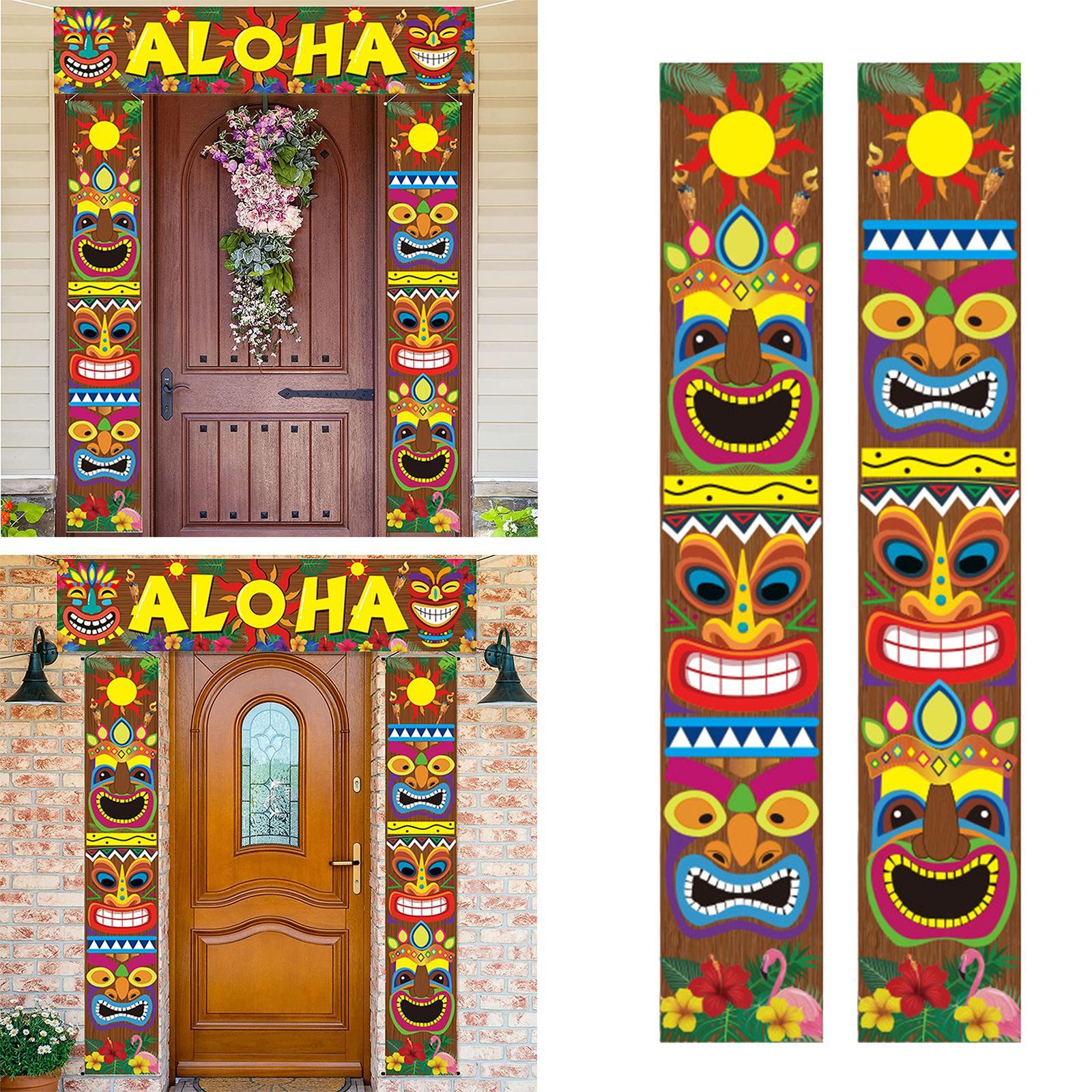 Happy Luau Party Decoration Aloha Tropical Door Porch Signs for Forest Party
