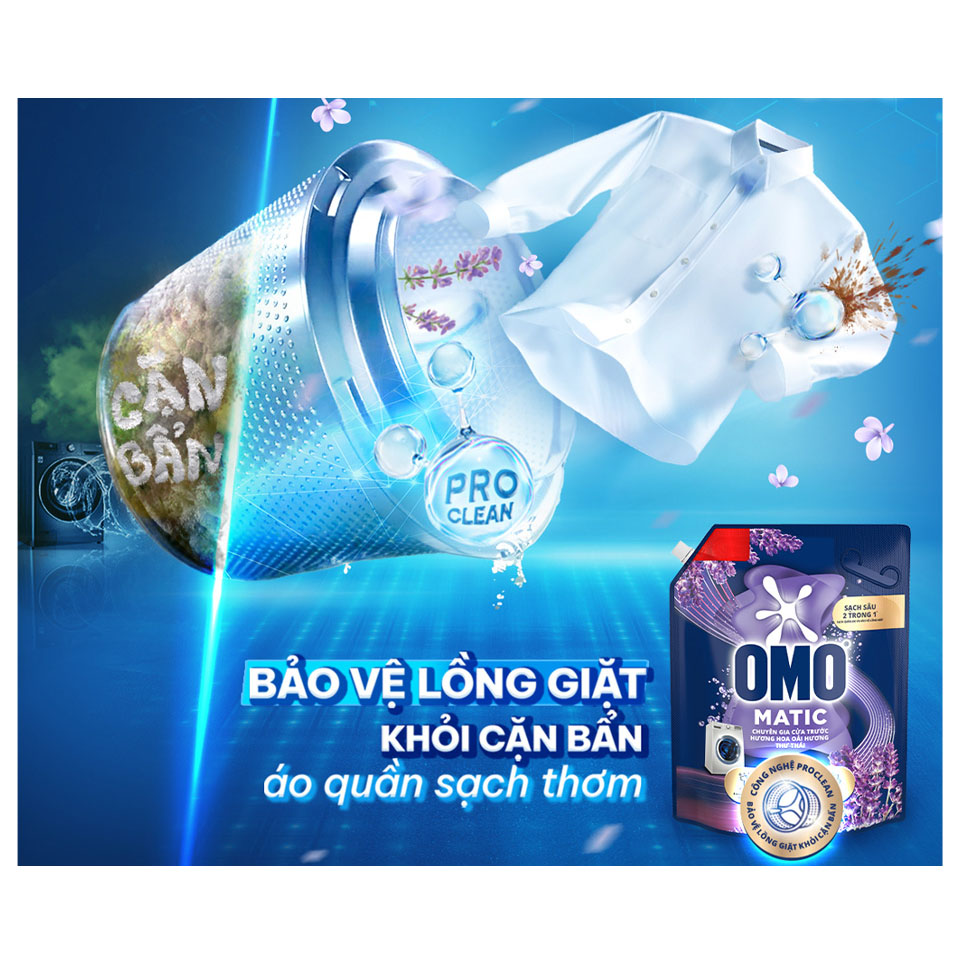 Túi Nước Giặt Omo Matic Cho Máy Giặt Cửa Trước Hương Lavender - Khử Mùi Thư Thái 4.1KG