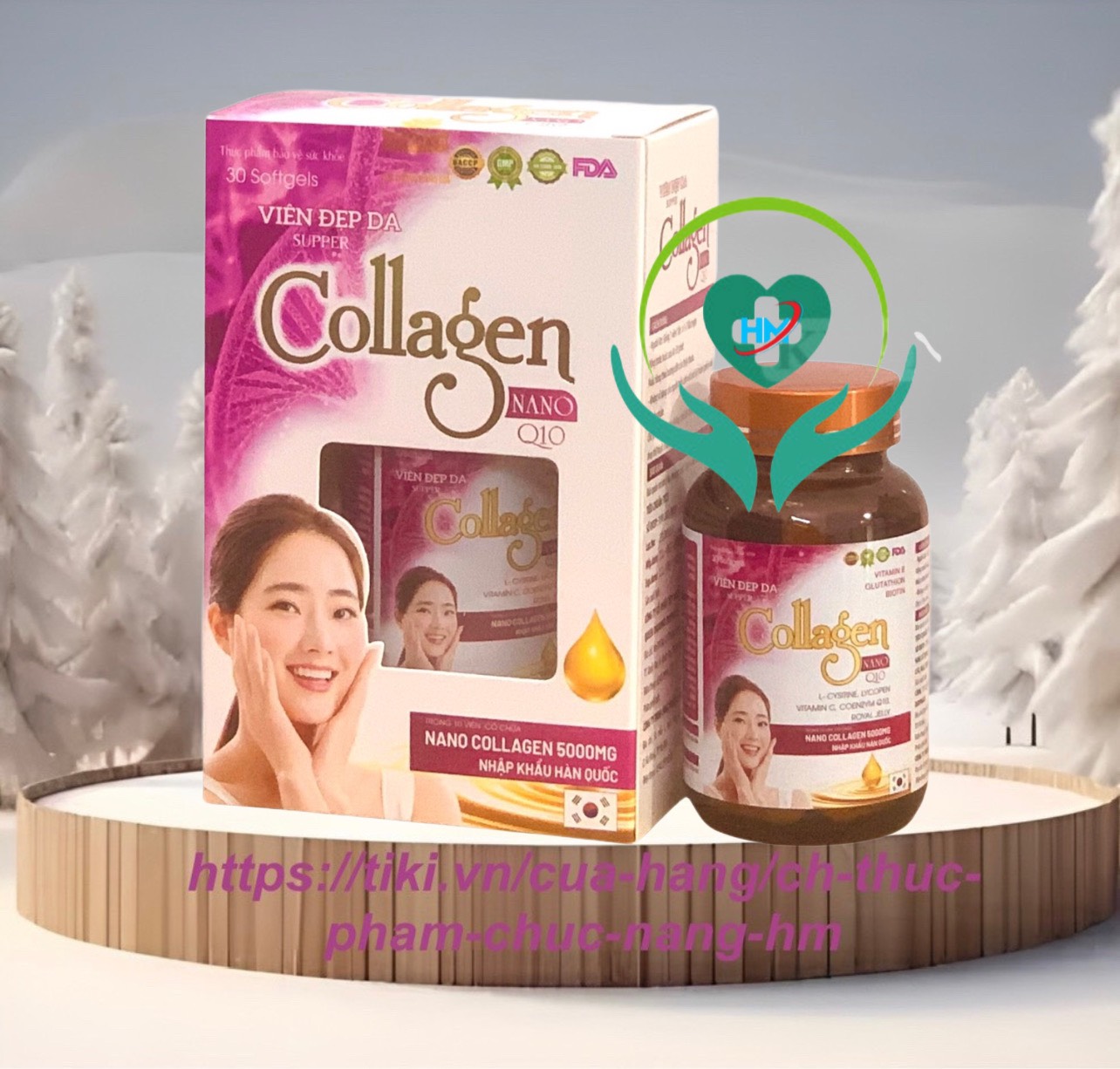 Viên đẹp da Collagen Nano Q10 ,hộp 30 viên ,Giúp đẹp da, căng da, ngừa lão hóa, sạm, nám, cung cấp dưỡng chất cho da